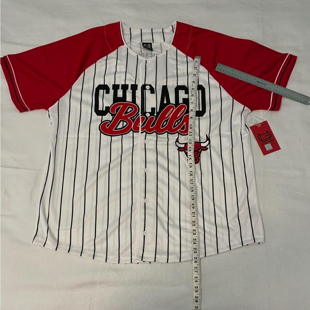 Chicago Bulls NBA Striped Baseball Jersey NWT Size XL - Picture 4 of 9